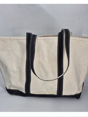 L.L. Bean Boat And Tote Canvas Large Bag Made In USA Blue Handle Trim 90s